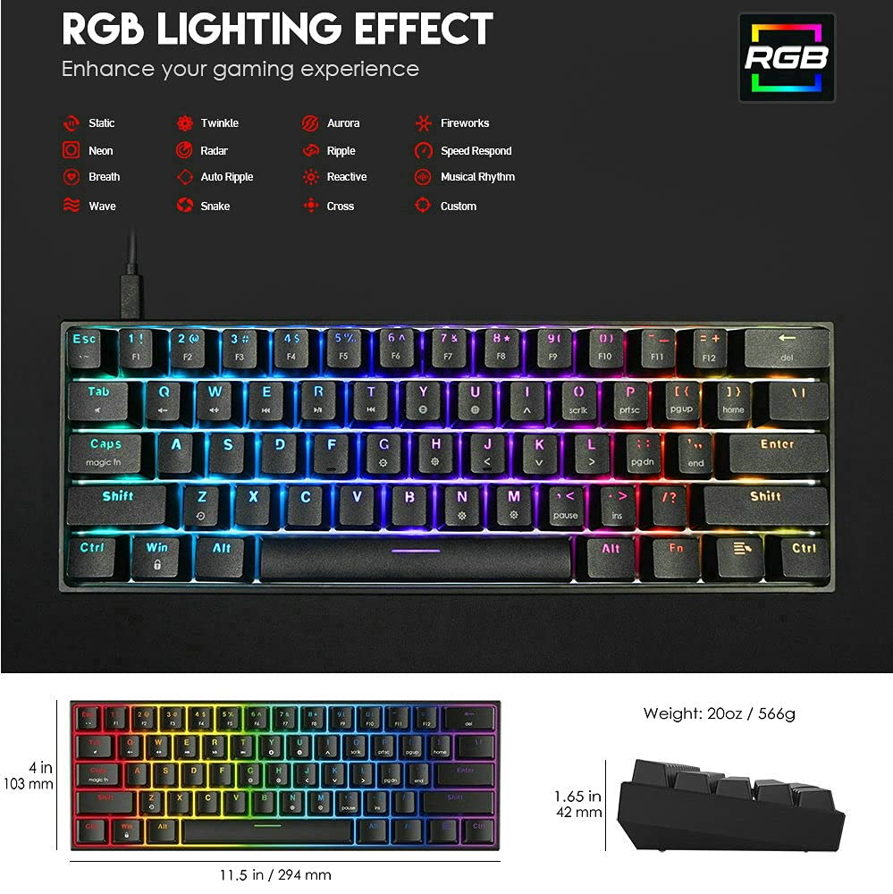 Buy FANTECH MAXFIT61 RGB Wired 60 Mechanical Keyboard, 61 Keys Hot