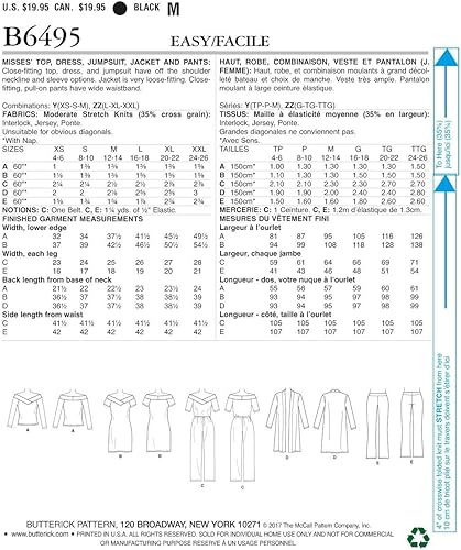 Miniatura 5 de Butterick Patterns Top de punto con hombros descubiertos, vestido y mono, chaqueta suelta y pantalones sin cierre