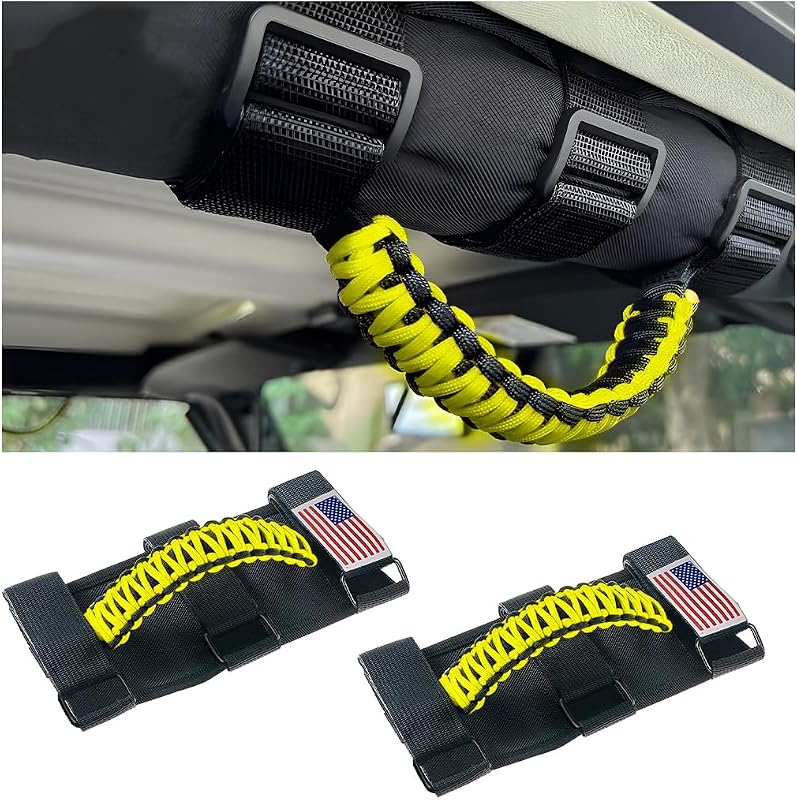 Alças de apoio para barra anticapotamento HZEL para Wrangler JK/JL/TJ, amarelas – 2 unidades