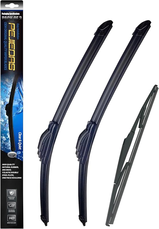 Palhetas do limpador dianteiro e traseiro PEJIEDAS para Lexus GX470 2003–2009 – Kit com 3 unidades