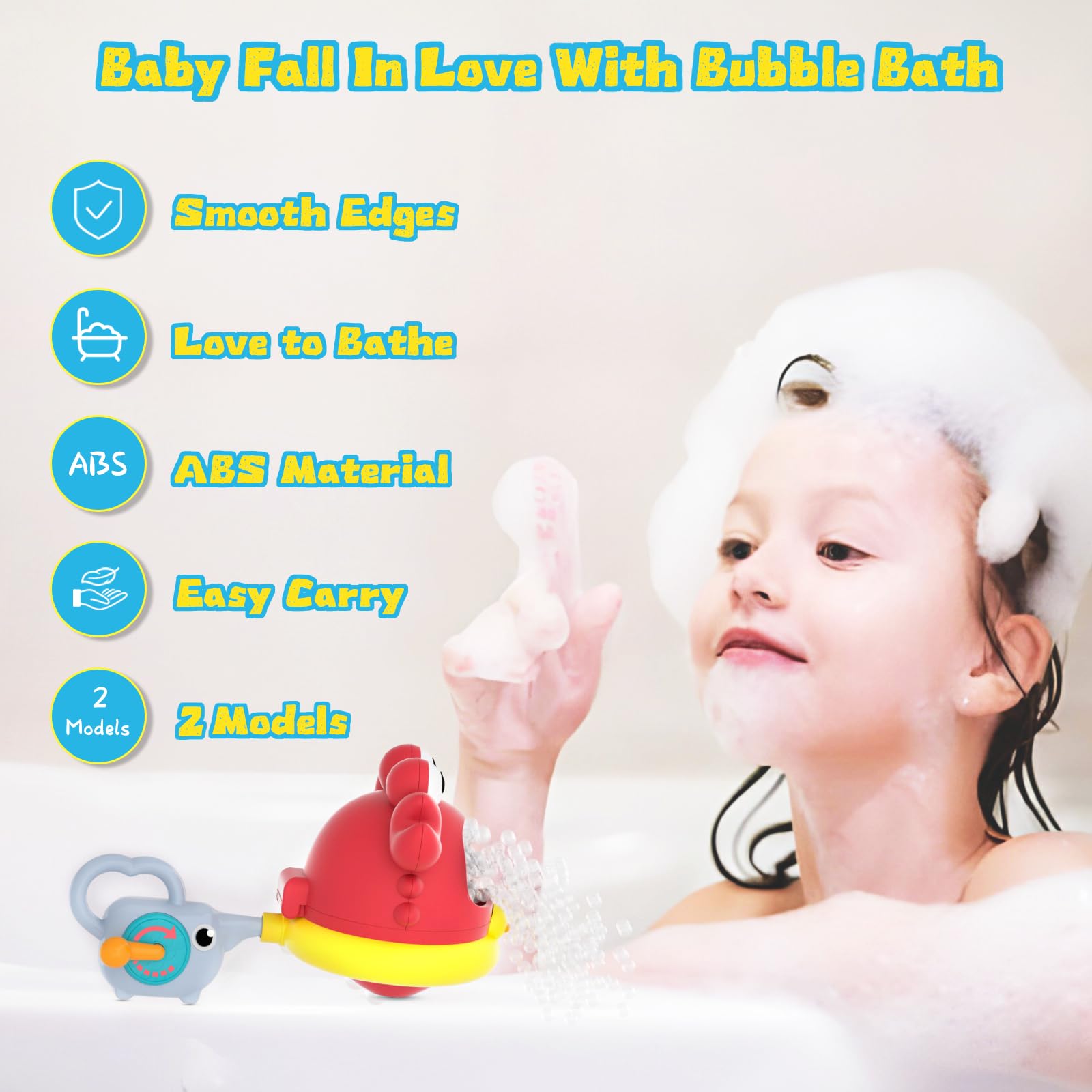 Baby Bath Toys for Toddlers, Crab Bath Toys for Toddlers for 1 2 3 4 5 Kids, Bath Bubble Maker No Battery Required Baby Kids Bathtub Toys As Birthday Gift for Boys Girls