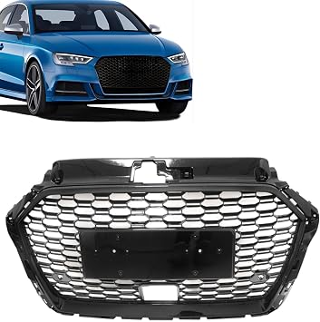 SecosAutoparts Bumper Grille Front W/ACC Hole Compatible with Audi A3 8V RS3 Style 2017-2020