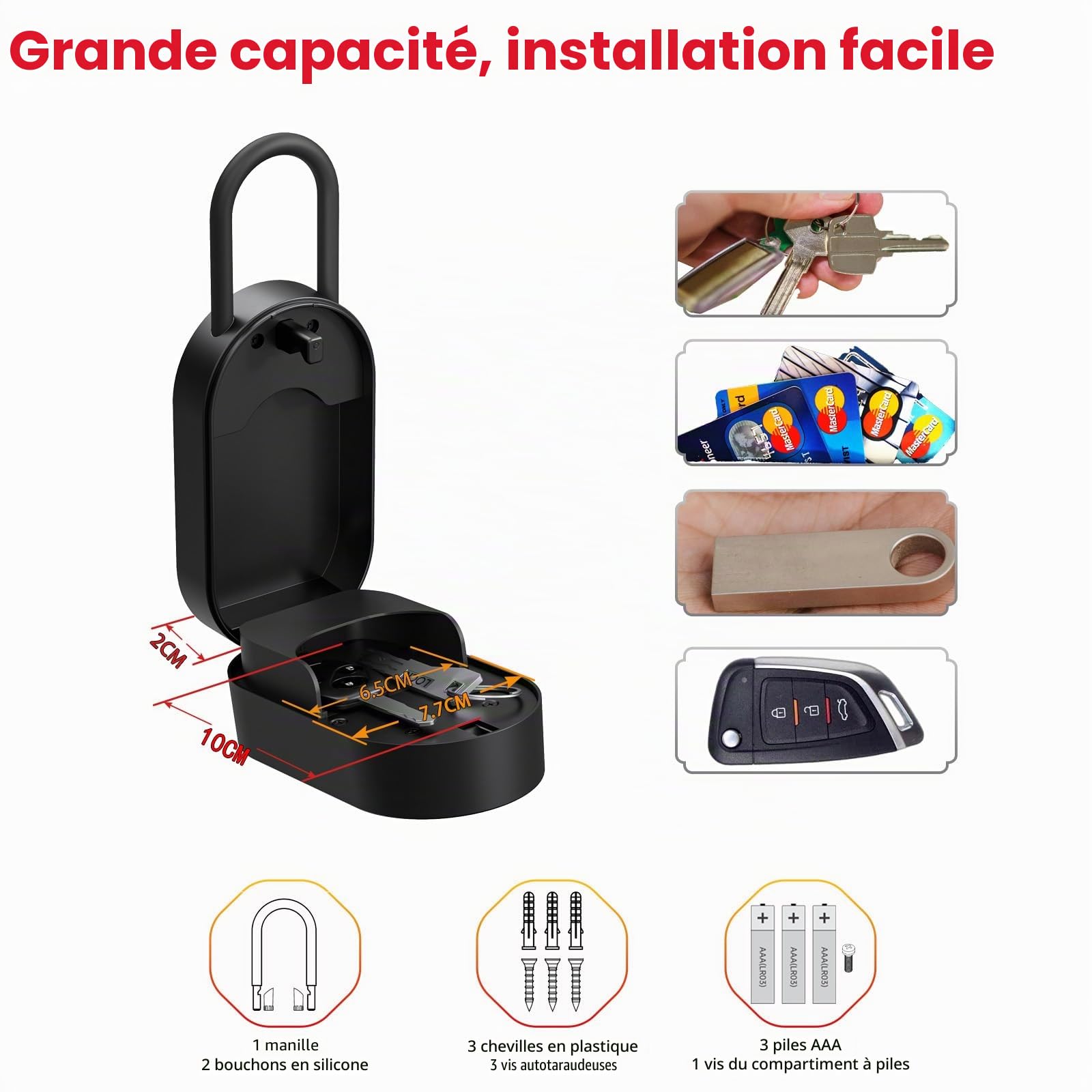 SEPOX Boîte à clés intelligente, Coffre à clés portable et fixé au mur pour l'extérieur avec contrôle Bluetooth et application – Aluminium résistant aux intempéries