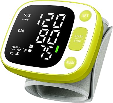 Oklar Wrist Blood Pressure Monitor FDA Cleared Rechargeable for Home Use | Clinically Accurate BP Machine, 2x120 Memory, Voice Broadcast, LED Display, 4.92-8.46" Adjustable Cuff, Storage Case, Green