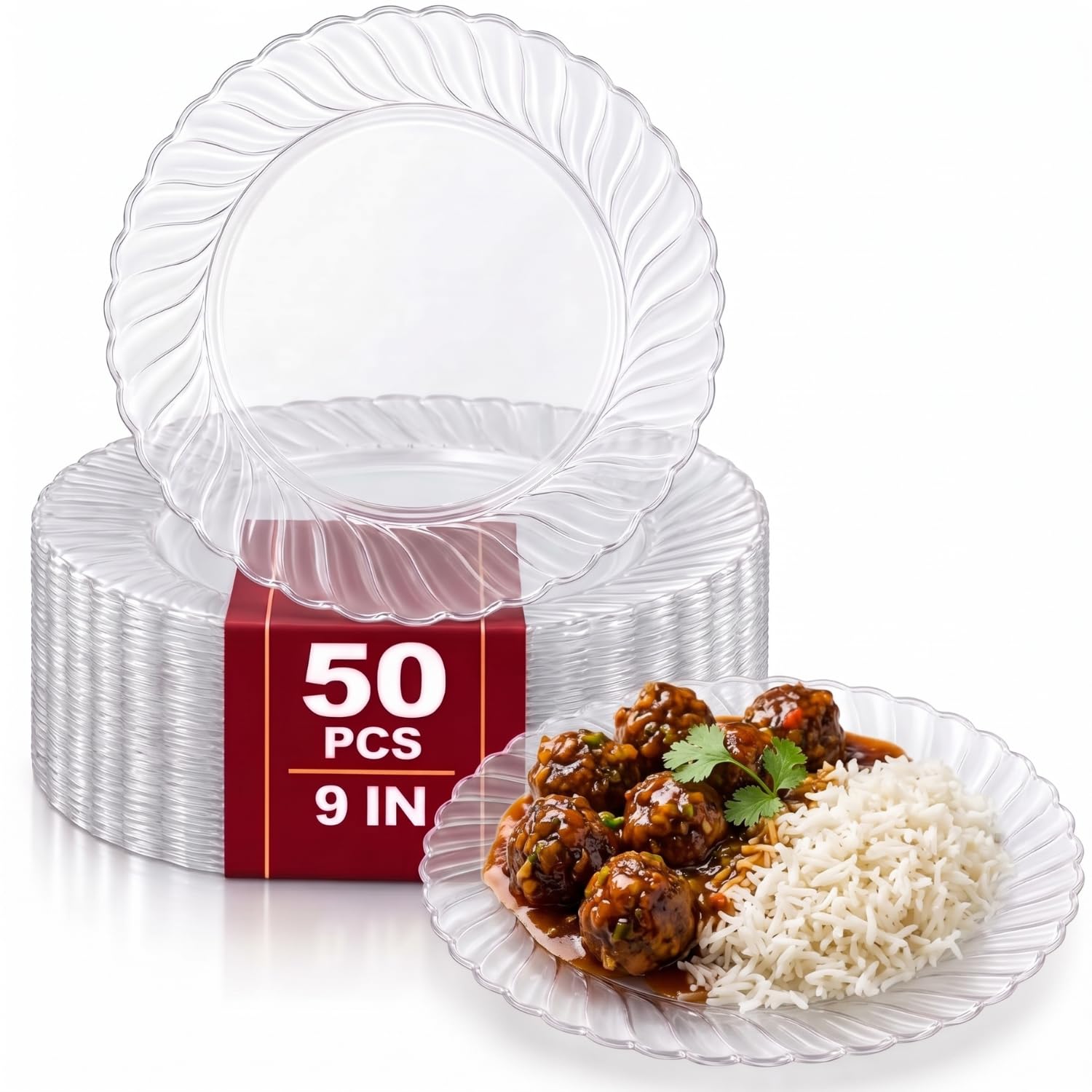 White Disposable Plates - 60 Pack for Parties -19
