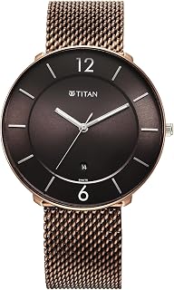 Neo Splash Quartz Analog with Date Black Dial Brown Stainless Steel Strap Watch for Men - NT1849KM04