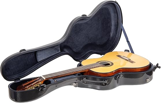 Crossrock Case - Hard-Shell Carbon Fiber Guitar Case - Fits 4/4 Classical Guitars - Padded Straps, Premium Foam Lining - Includes Padded Protective Cover - Black