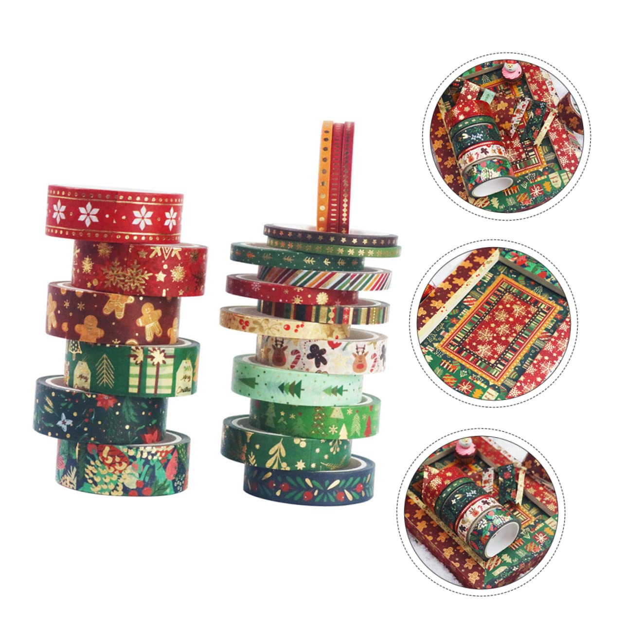 SEWACC 63rollos Cintas Washi Navideñas para Manualidades Decoración Patrones De Navidad para Tarjetas y Atmosfera Festiva