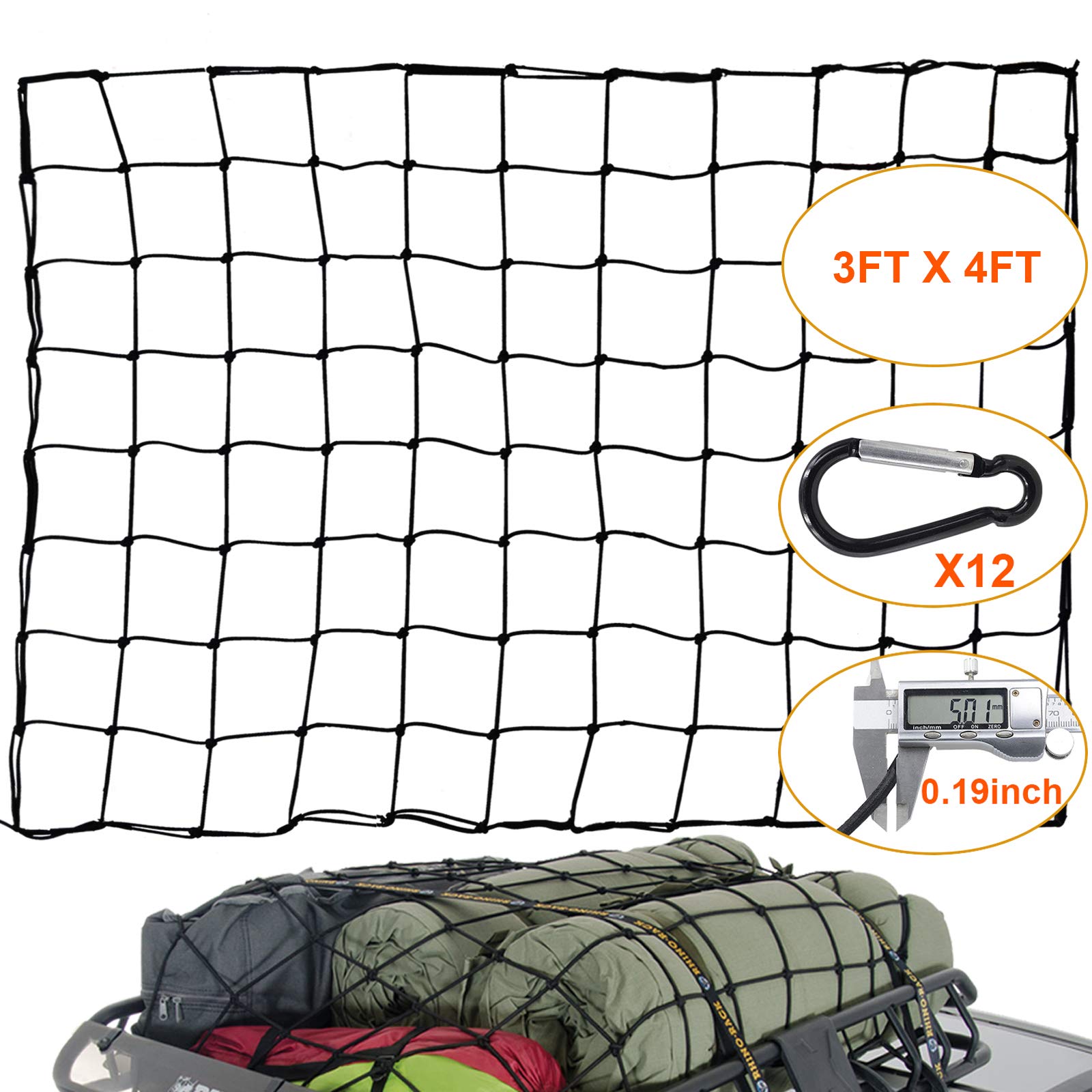 Buy WUPP Cargo Net for Pickup Truck Bed, Heavy Duty 3'x 4' Elastic
