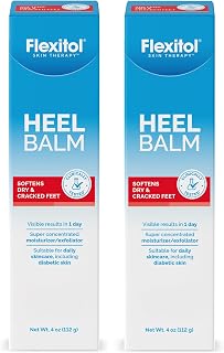 Flexitol Heel Balm Twin Pack 25% Urea Cracked Heel Cream for Dry Rough Feet - Intensive Foot Balm 4oz Tubes
