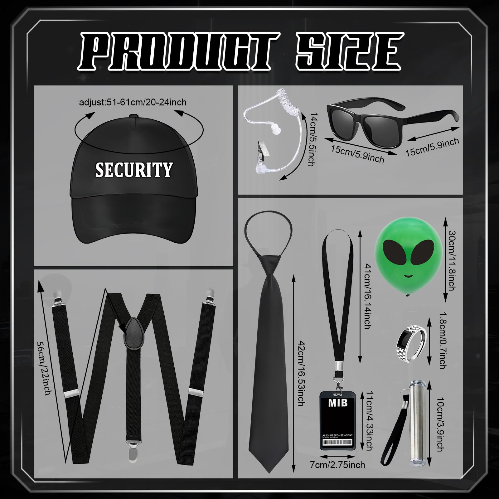 Kyndara 10Pcs Secret Agent Costume Set - Image 2