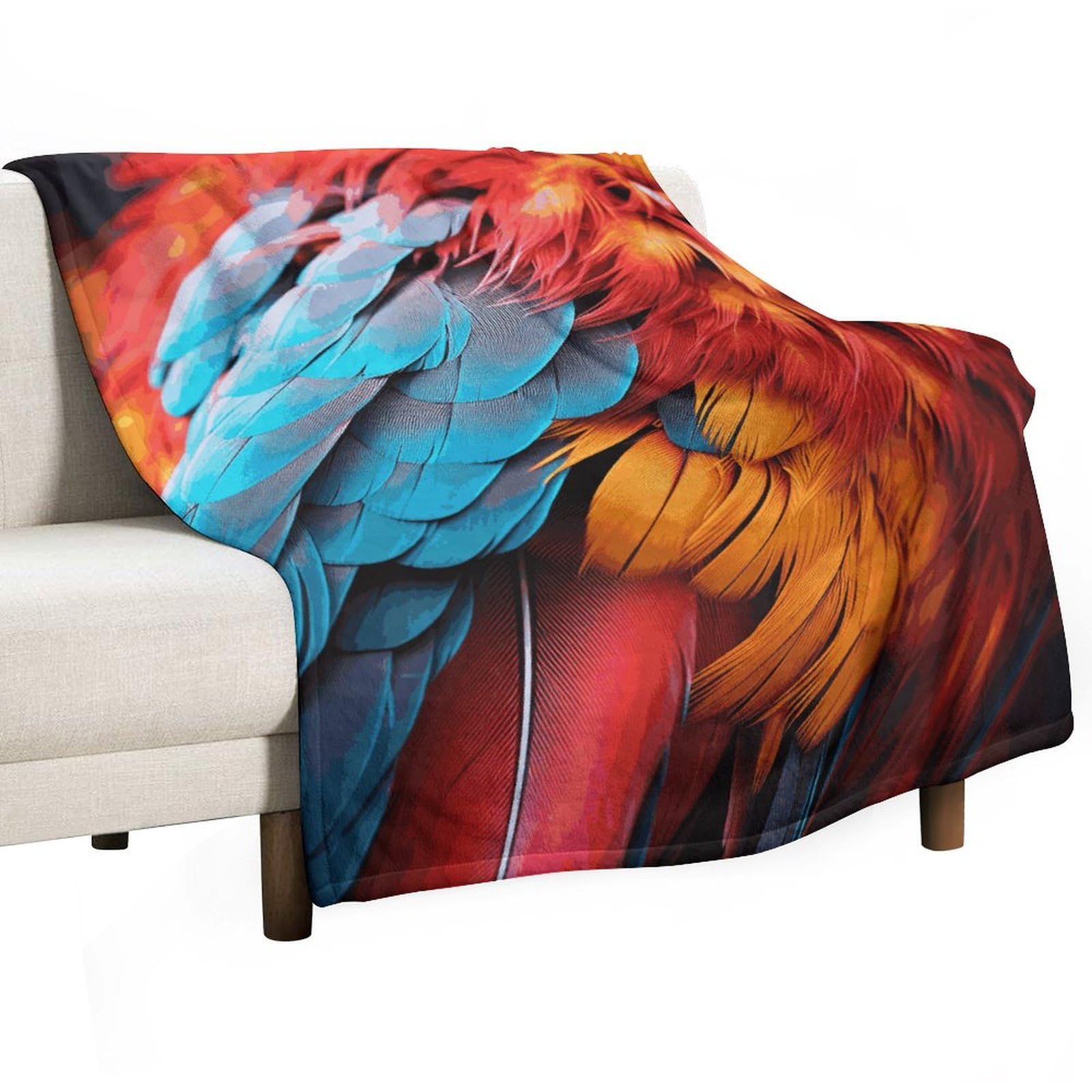 Couverture en flanelle confortable et chaude avec motif plumes