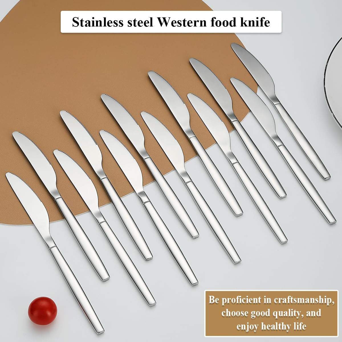 Berglander coltelli da tavola da 12 pezzi, coltello da cena moderno in acciaio inossidabile, coltello da burro, ideale per la casa, ristorante, hotel, matrimonio, lavabile in lavastoviglie