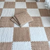 Vista 12 de 10 piezas Alfombrilla de Espuma de Rompecabezas de Felpa para Suelo, Baldosas de Espuma Cuadradas Entrelazadas Suaves y Esponjosas, Alfombras