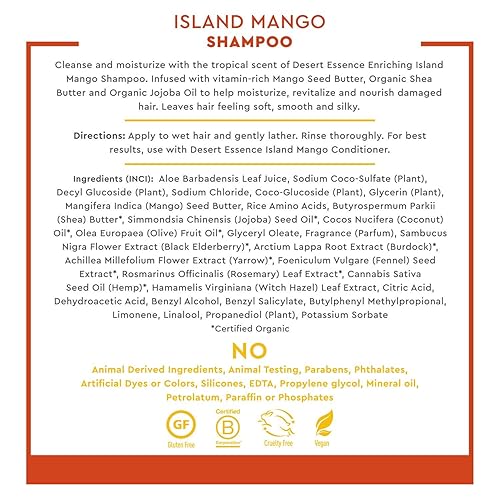 Miniatura 4 de Desert Essence Paquete de champú y acondicionador Island Mango, 8 onzas líquidas, enriquecedor, manteca de karité, aceite de jojoba, suave y sedoso,
