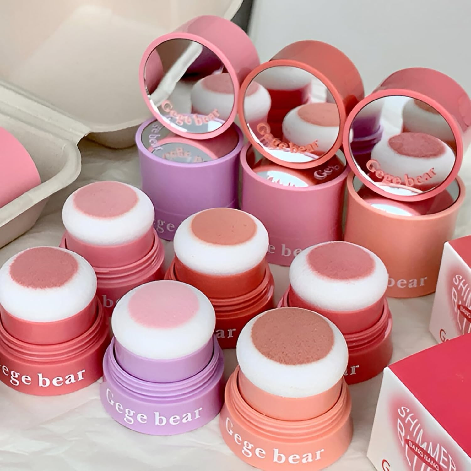 Gege Bear Slightly Drunk Powder Blusher | Mistake-Proof Easy Application with Sponge Head | Pigmented Pink Shades for Fair to Medium Skin Tones | Perfect Blush Effect For Trending Makeup Looks | Buildable Color Intensity for Beginner to Pro for Women and Girls (04#Rose Bloom, 3.2g)-image-25