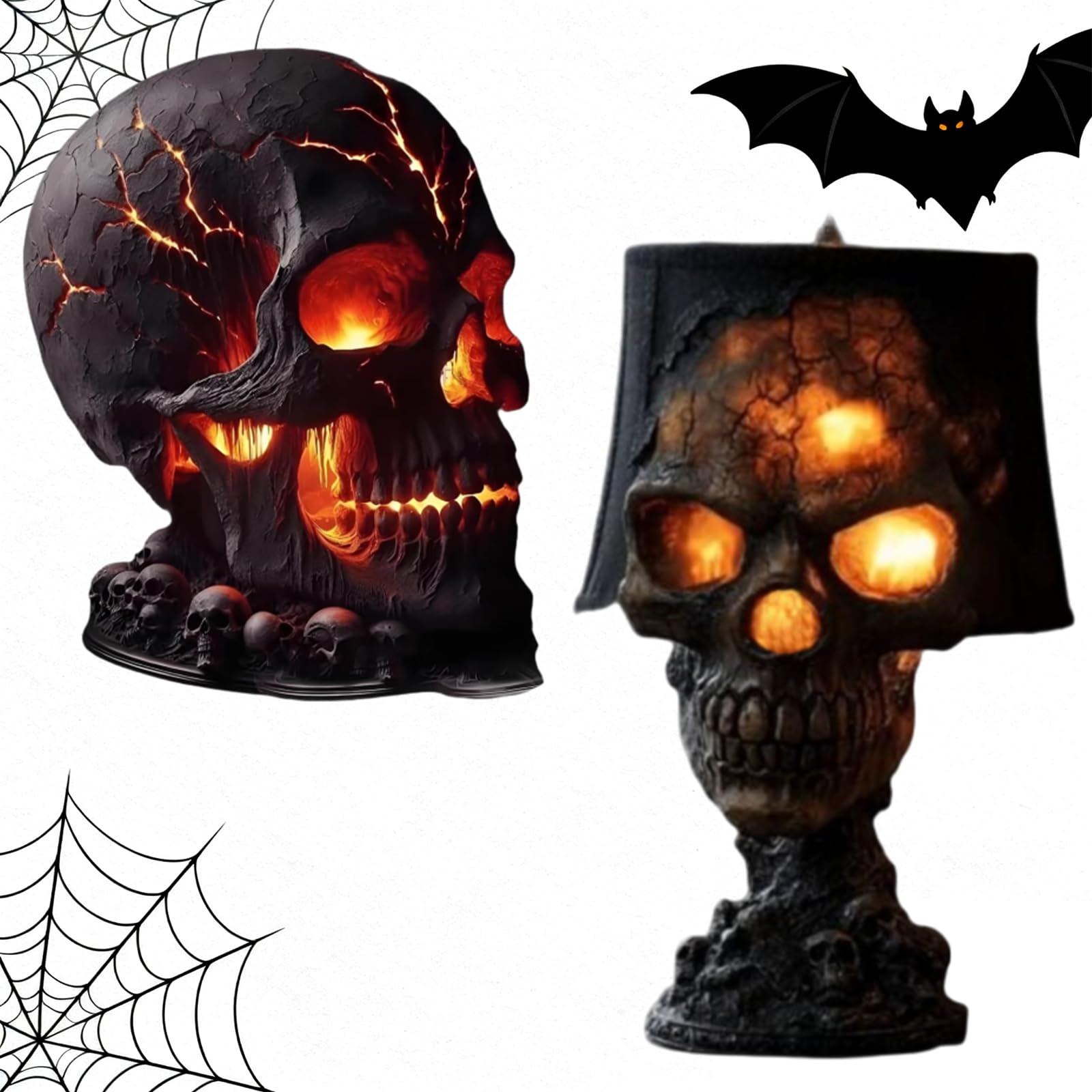 Night Light,Halloween Skull Statue Desk Lamp, 2025 Gothic Table Lamp, Human Night Light, Horrible Light Decoration for Party and Home Decor