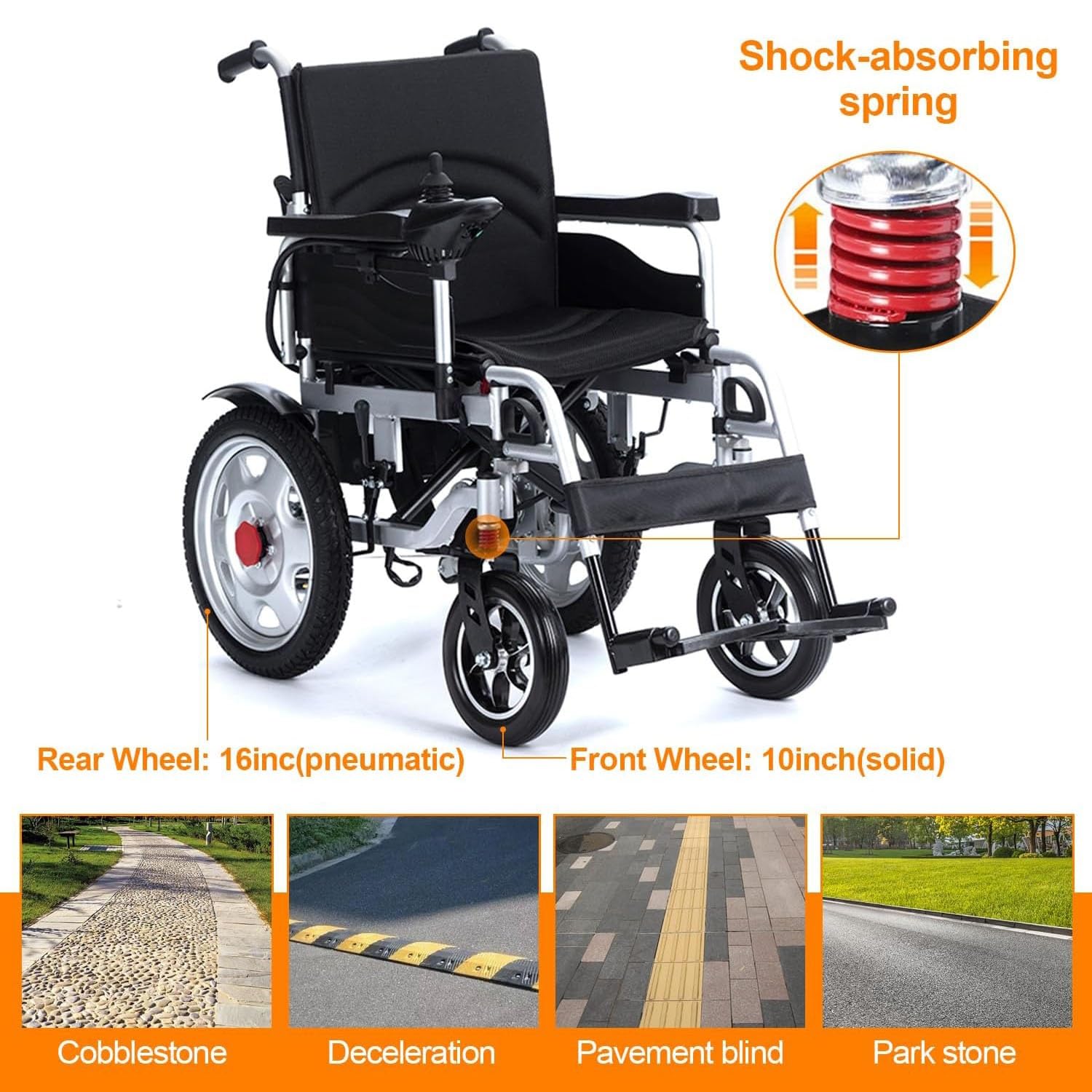 POWET Electric Wheelchair, Foldable Portable Wheelchairs For - View #8