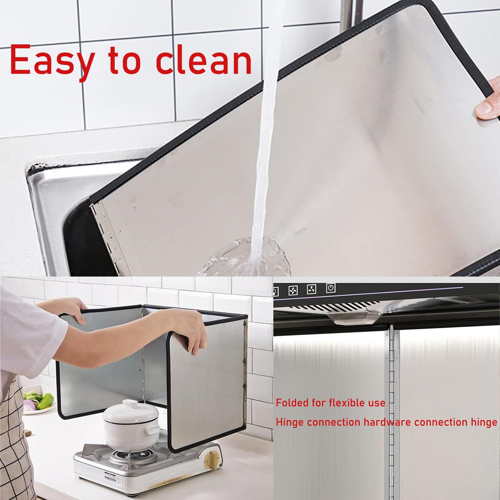 Cubre Salpicaduras De Sartén, 3 Lados Protector Contra Salpicaduras, Protección Contra Salpicaduras Plegable,Placa Antisalpicaduras De Acero Inoxidable Protector Salpicaduras Cocina(60x80x45cm)