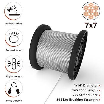 Sanuke Wire Rope Crimp Kit with 165ft 1/16 304 Stainless