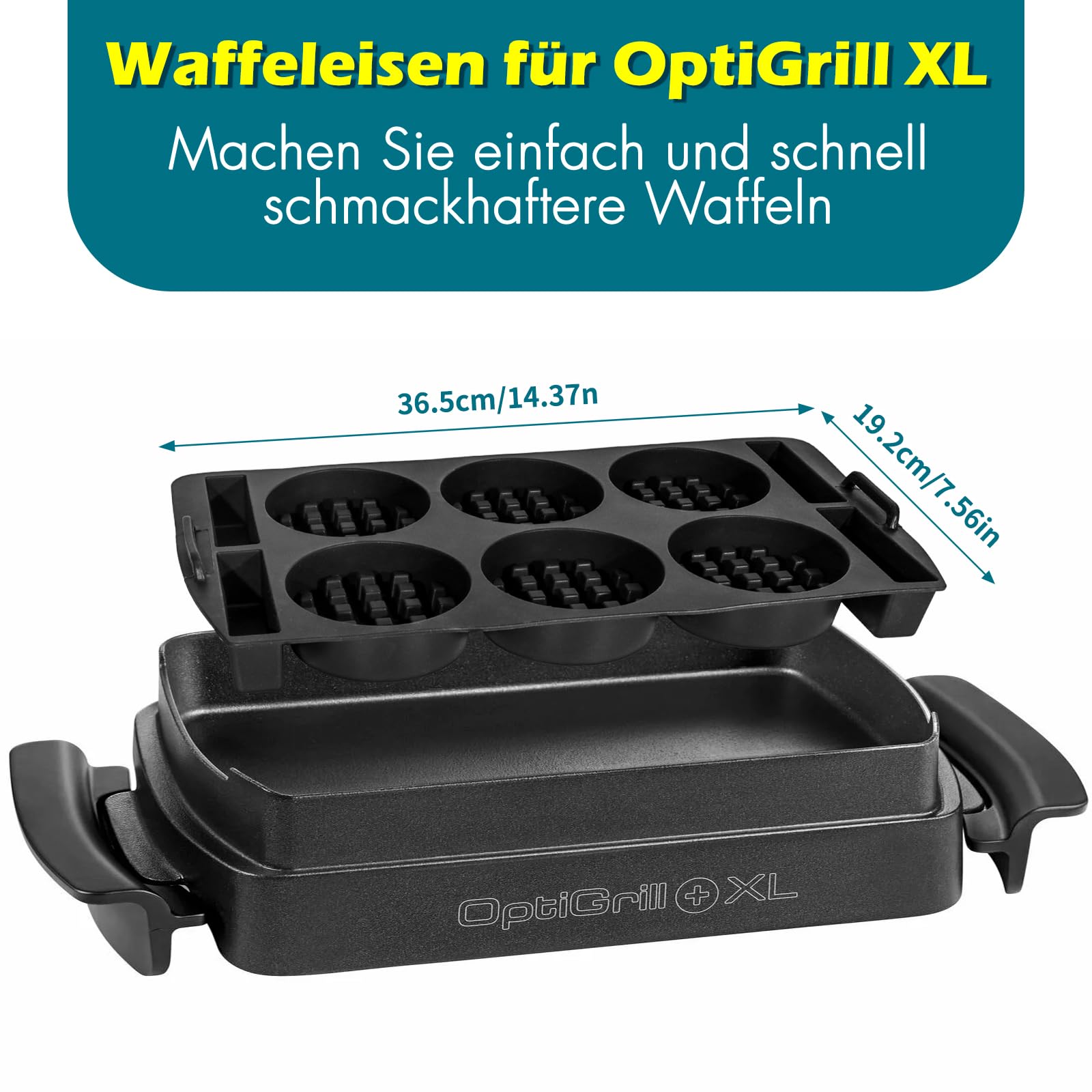 Meetory Inserto per waffle compatibile con Tefal OptiGrill XL, 4 in 1, 2 in 1, Elite, Plus, stampo riutilizzabile per waffle belghe