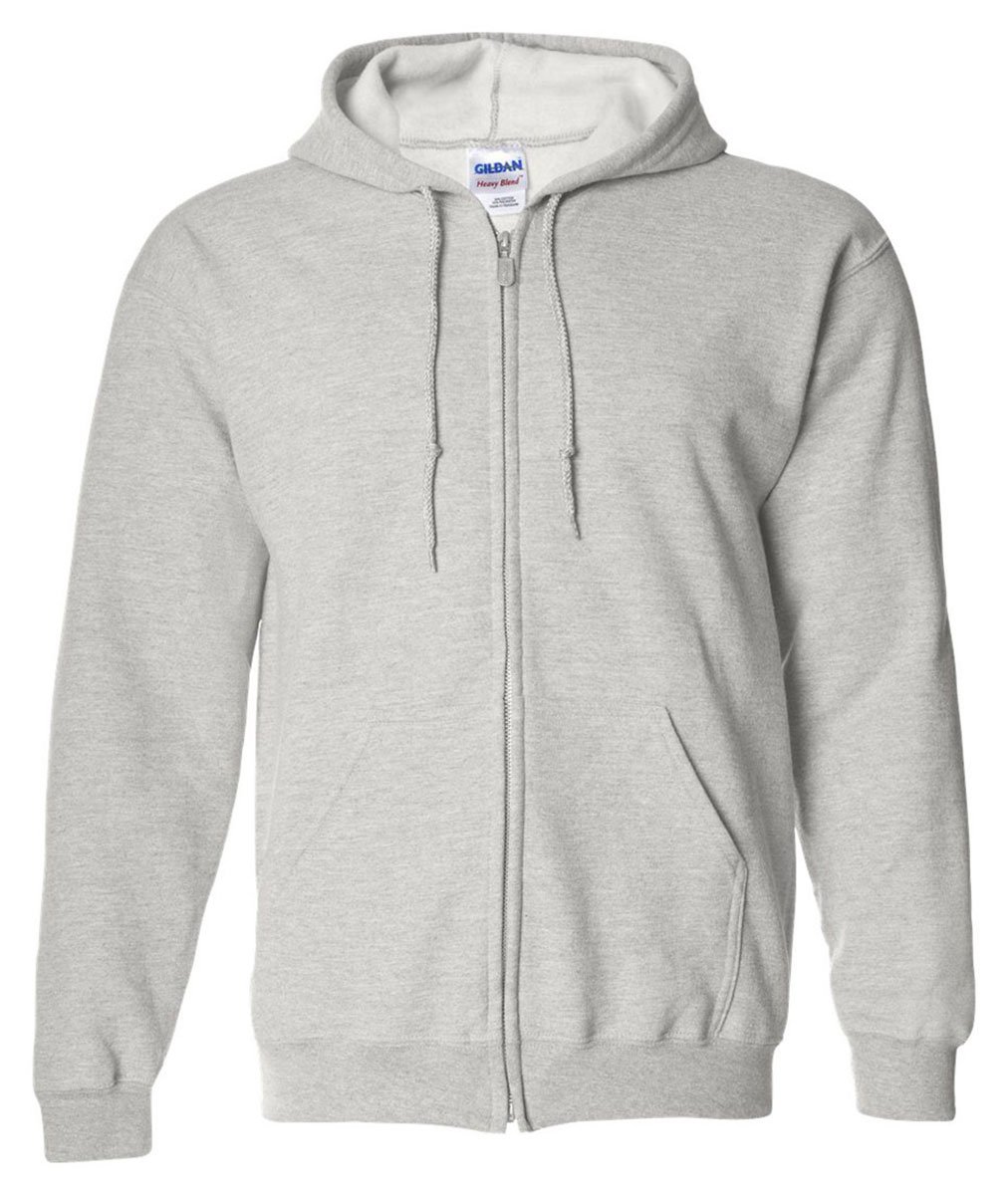 Gildan Men's Ash Heavy Blend Unisex Adult Full Zip Hooded Sweatshirt Top (M) (Ash)