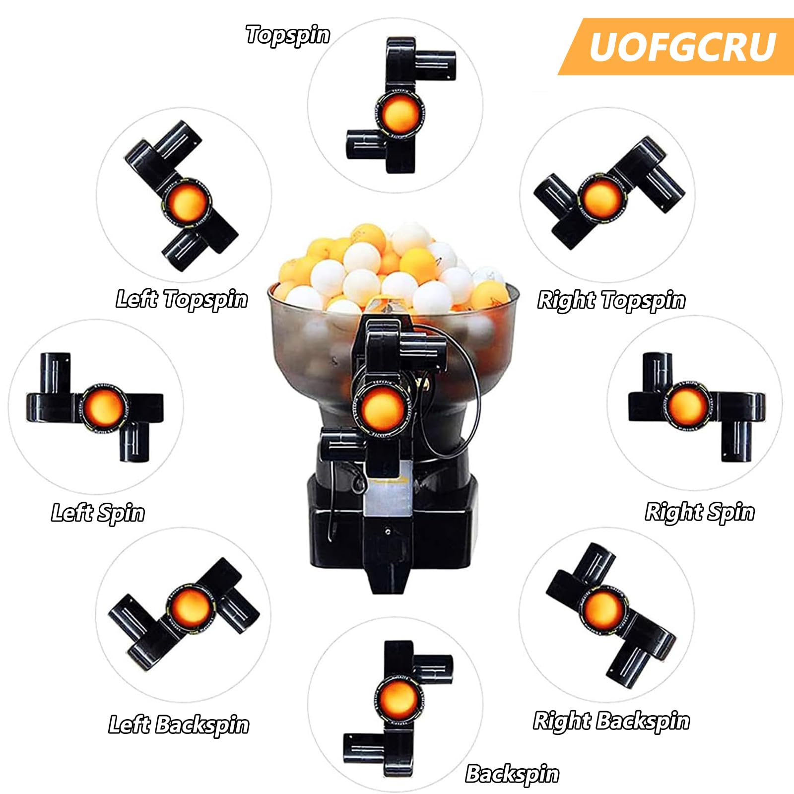 Tischtennisroboter für automatisches Üben, 36 Spin Balls Ping Pong Maschine mit Recyclingnetz, Ballwerfer für Training und Geschicklichkeitsentwicklung