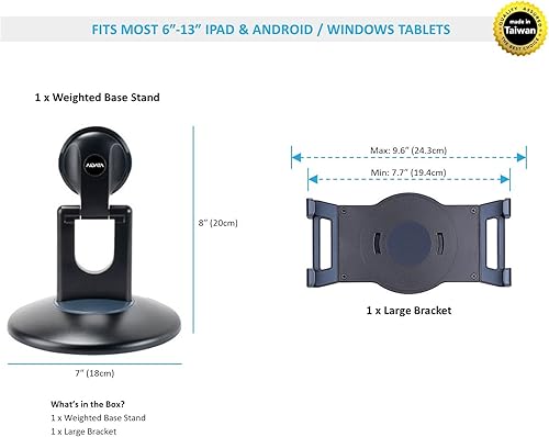 Miniatura 4 de Soporte giratorio de alta calidad para tablet de 360 para escritorio, soporte ajustable para tabletas de 7.9 a 13 pulgadas, base giratoria con peso,
