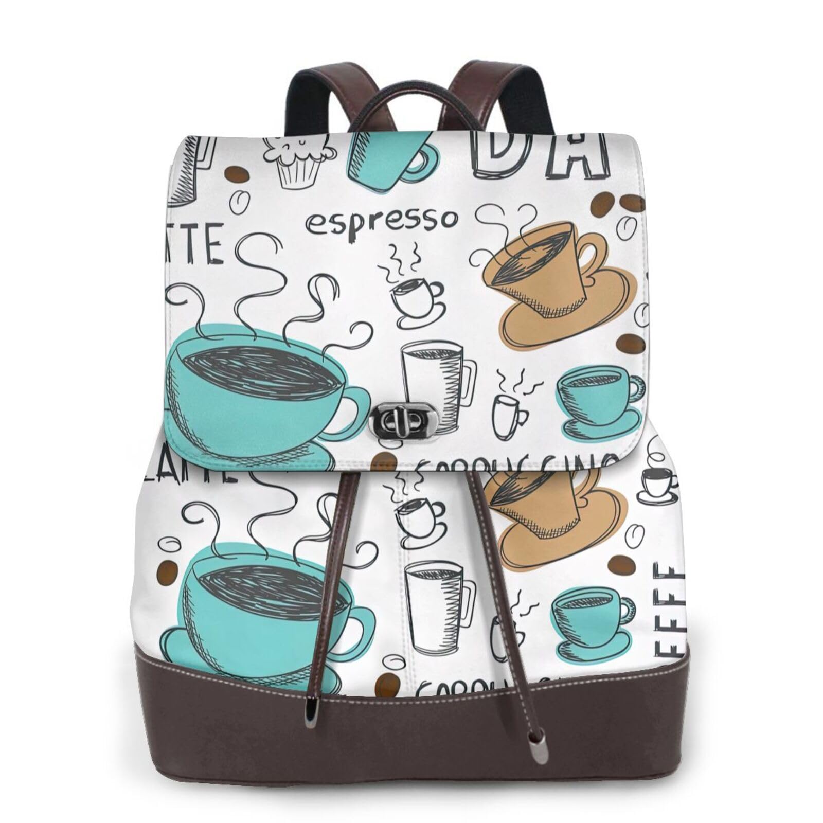 Sac à dos en cuir pour femme café imprimé chic et pratique au quotidien - 5