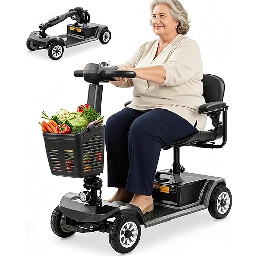 Easy-to-Operate Mobility Scooter for Seniors, 418 lb Weight Capacity, 20KM Long Range, 5-Step Quick Assembly & Folding, FDA Registered