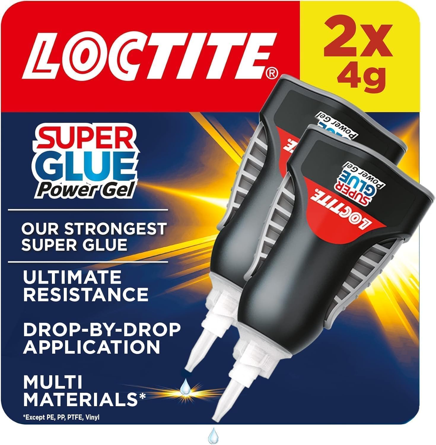 Super Glue Power Gel, Flexible Super Glue Gel, Superglue with Non-Drip Formula for Vertical Applications, Clear Glue with Precise Nozzle, 2x4g