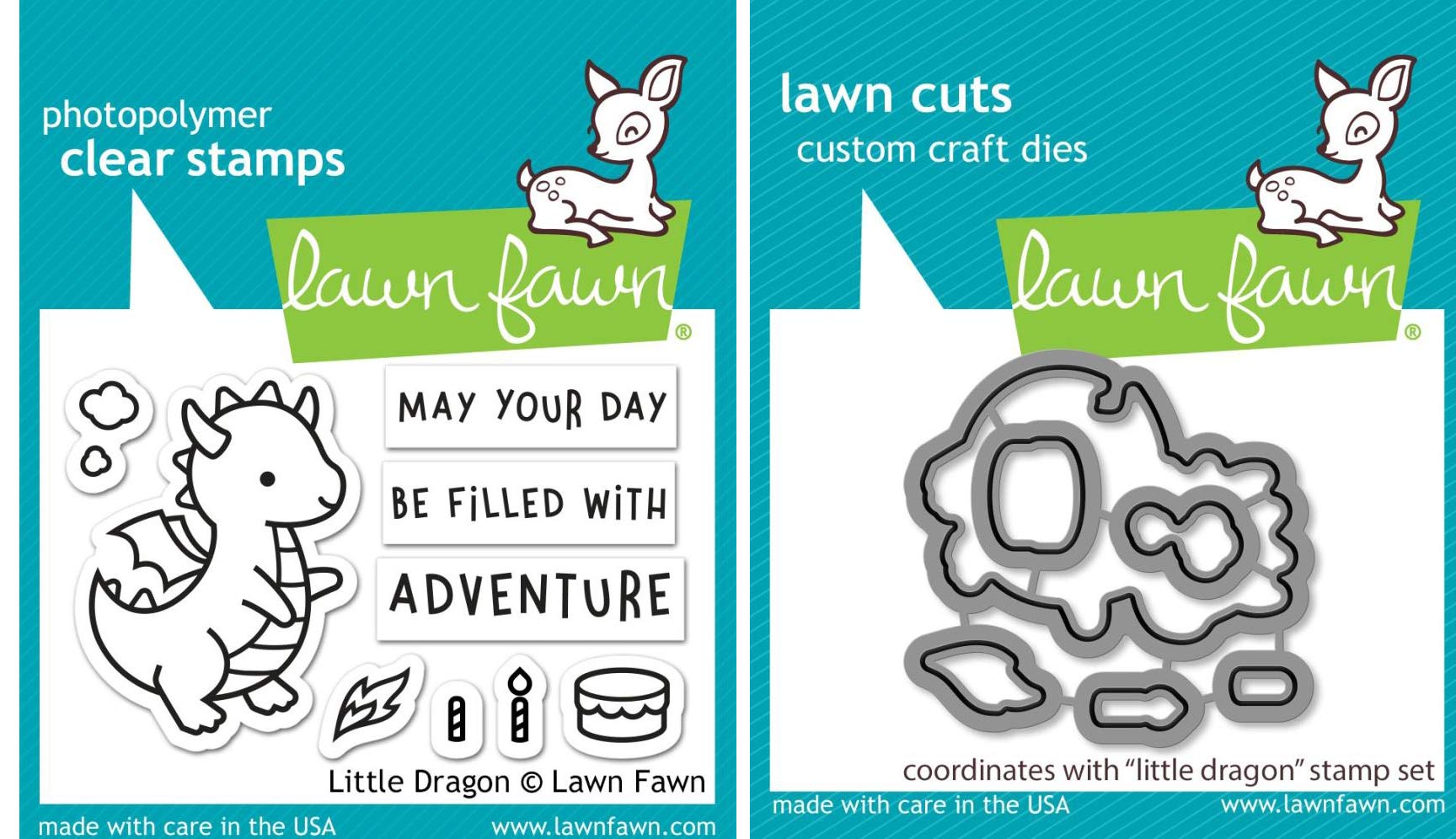 Lawn Fawn - Little Dragon - Stamp and Die - 2 Item Bundle