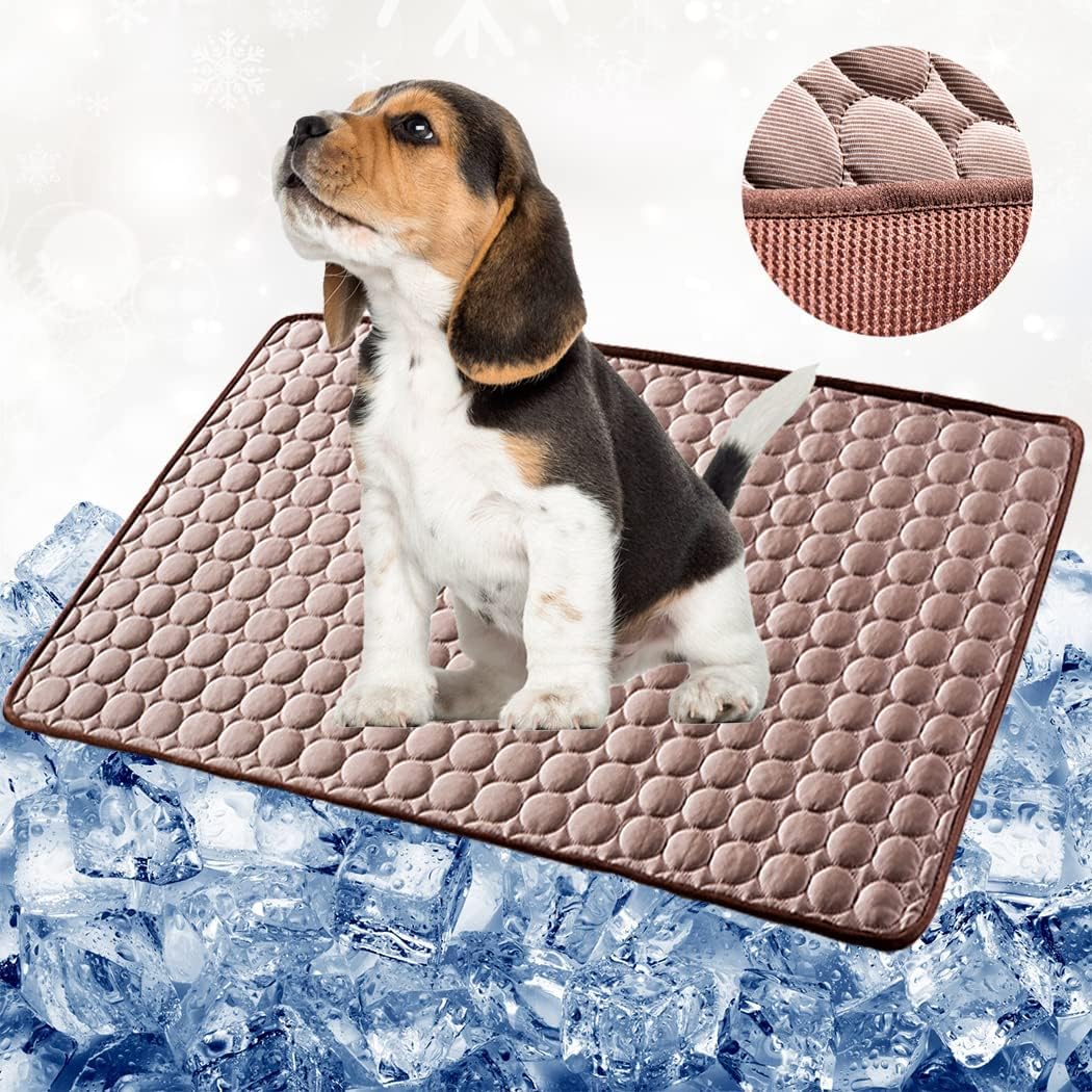 LHRXTY Dog Cooling Mat Pet Self Cooling Sleep Pad Washable Ice Silk Blanket for Kennel/Sofa/Car Seat/Bed/Floor