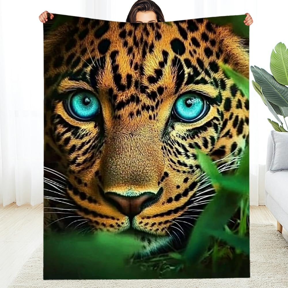 Couverture en flanelle léopard 40x50 pouces pour lit et canapé