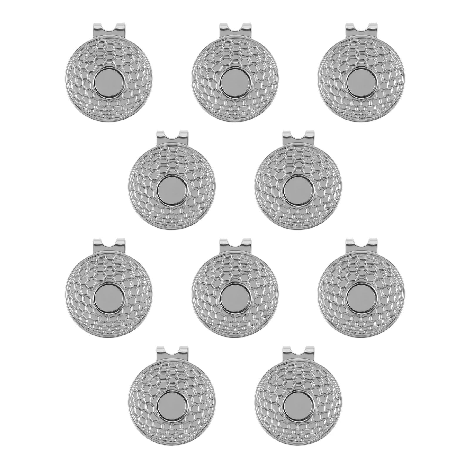 Golfballmarker 10 Teile 25mm Zinklegierung Golf Hut Clip Magnetische Cap Clips mit Magnet Ball Marker Putting Green zubehör Silber