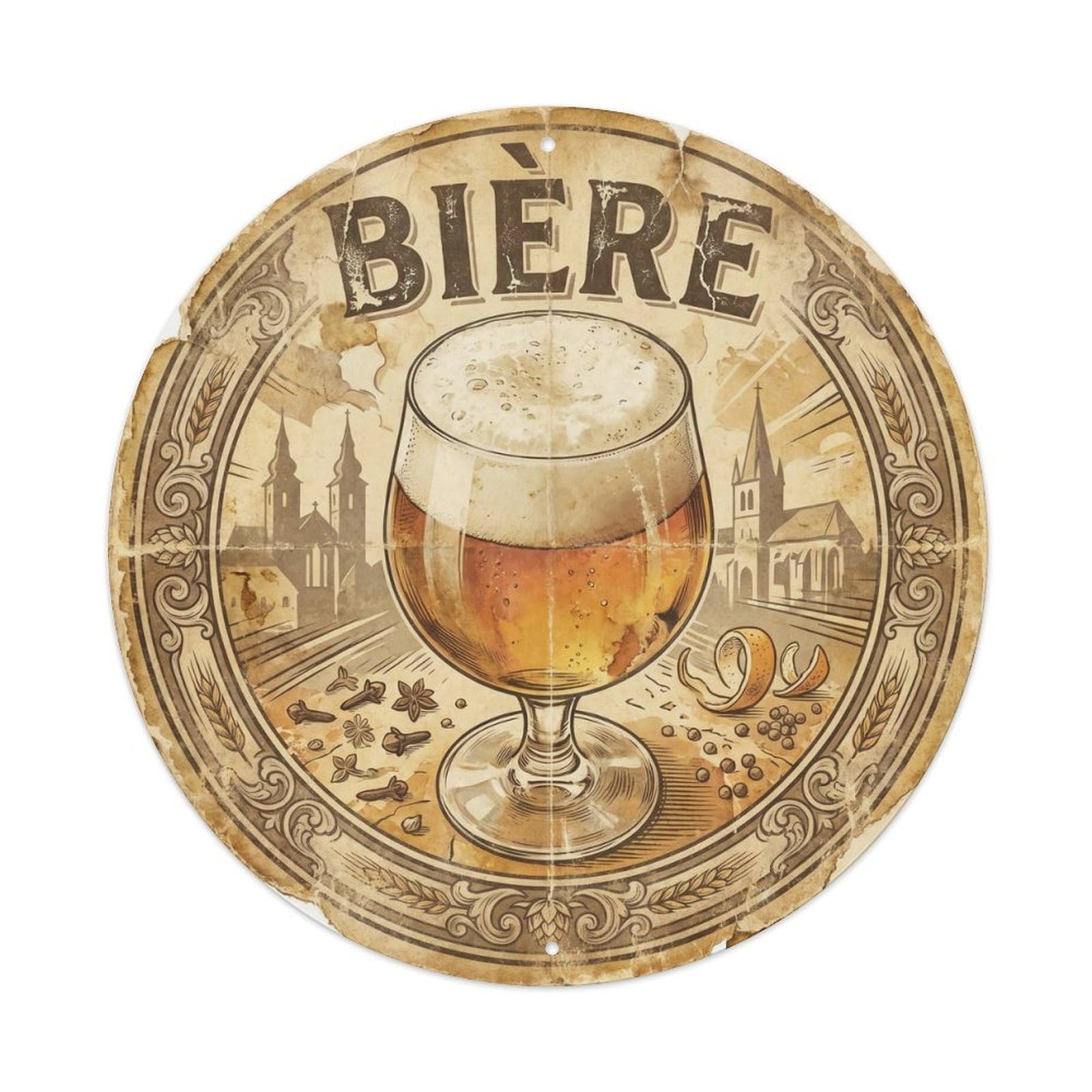 Craft Beer Beverage European Pub Brewery Weathered Metal Tin Sign