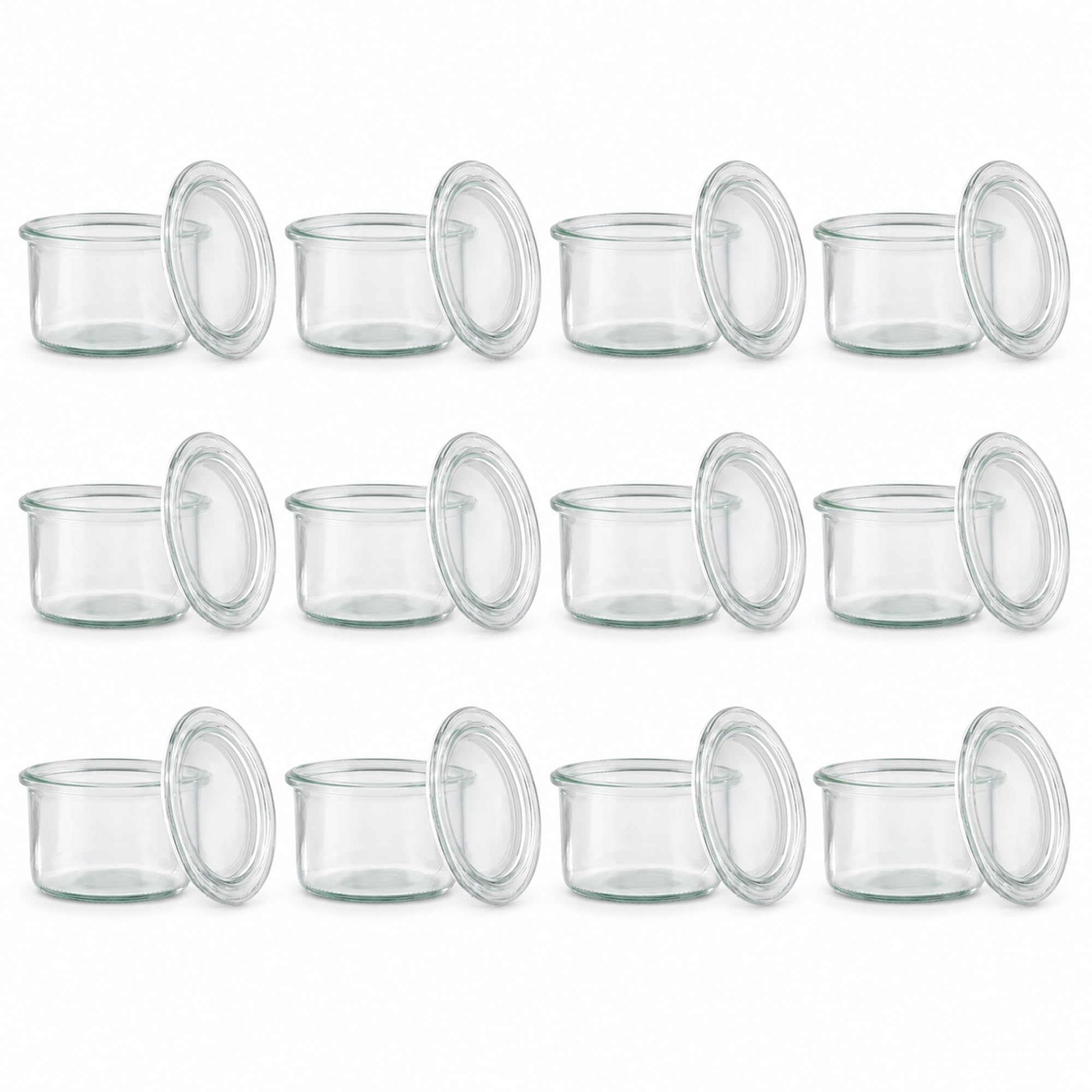 APS pack de 12 pots en verre avec couvercle Ø 9 cm, H: 6 cm Sturzform 200 ml