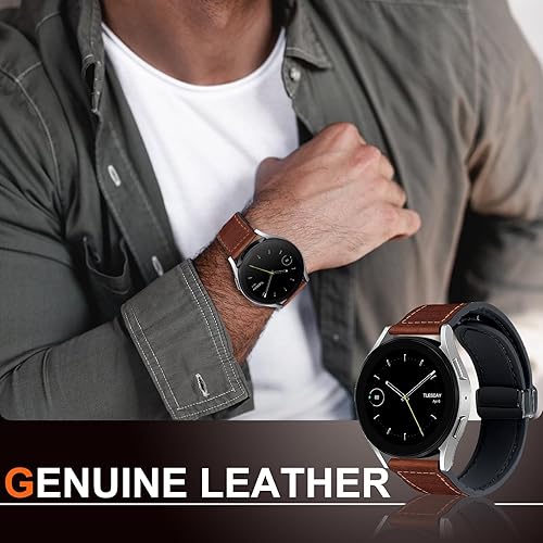 Miniatura 2 de Correa de cuero magnética compatible con Samsung Galaxy Watch 7/6/5/4/Active 2 40mm 44mm/Watch 6 Classic 43mm 47mm/Watch 5 Pro 45mm/Watch 4 Classic