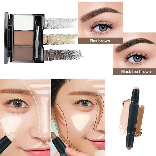 Miniatura 4 de Kit completo de maquillaje todo en uno multiusos esencial con paleta de sombra de ojos brillo de labios base rímel lápiz de cejas delineador de ojos