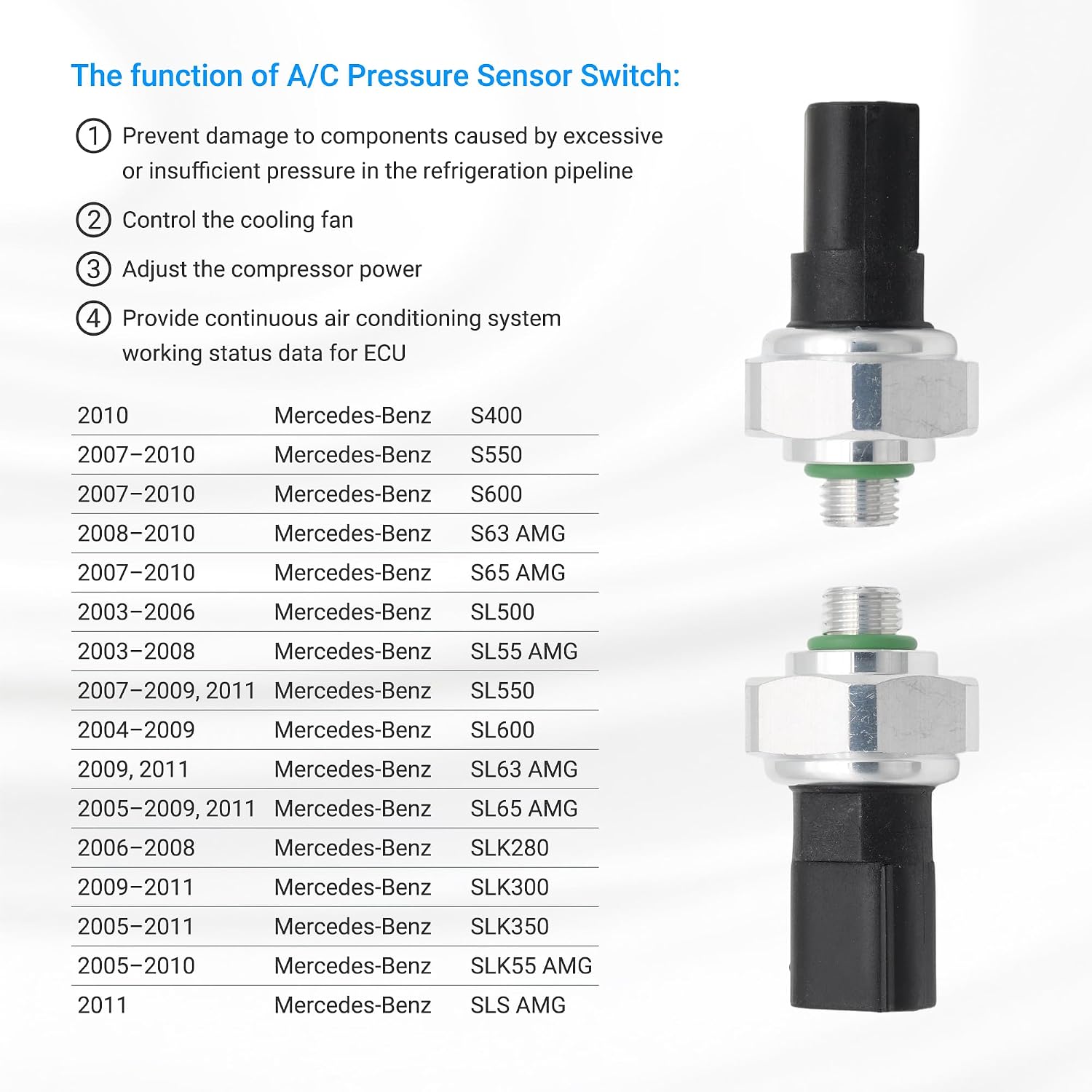 A/C Refrigerant Pressure Sensor for Mercedes C200 C300 C350 CLK350 E200 E320 E350 GL320 GL350 GLK350 ML350 Dodge Sprinter 2500 3500 2110000283 68012649AA