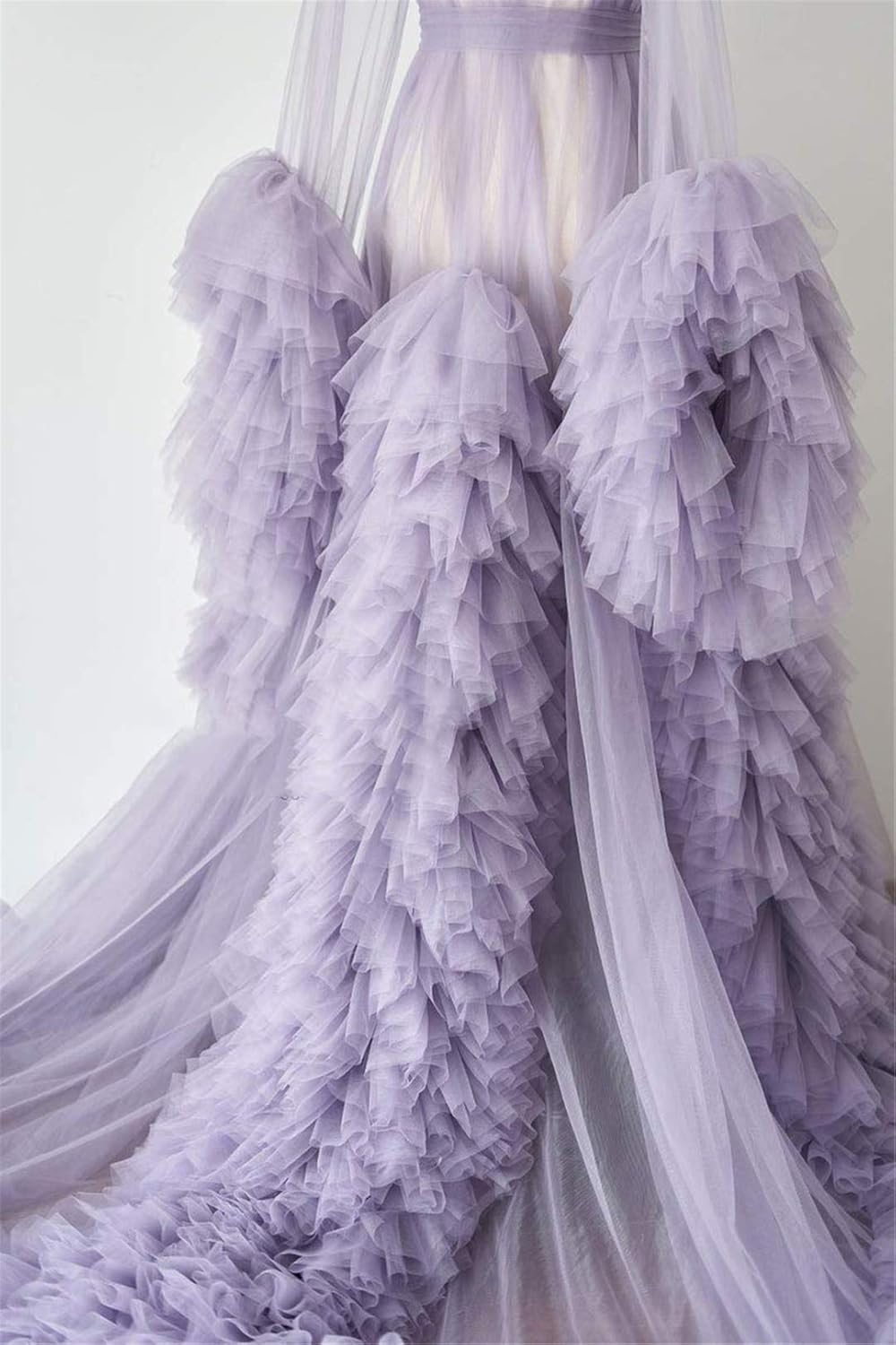 Kelaixiang Tulle Robe Long Lingerie Bridal Dressing Gown Puffy Nightgown Photoshoot - Image 5