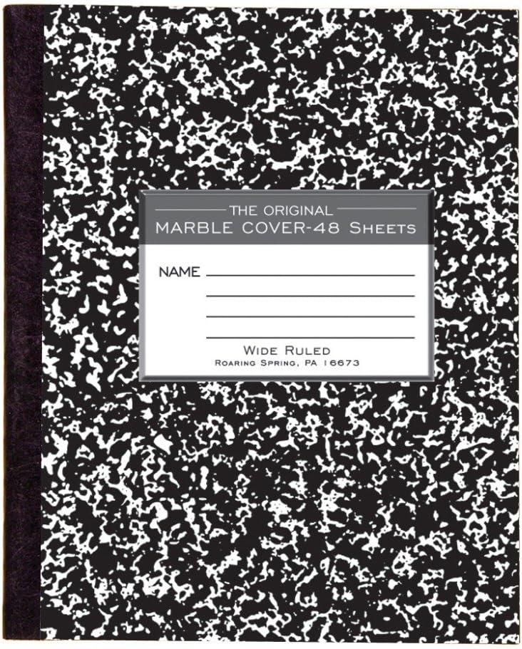 Roaring Spring Tape Bound Composition Notebooks, 48 Sheets, 8 1/2 x 7, Black Marble, Case Of 25 Books