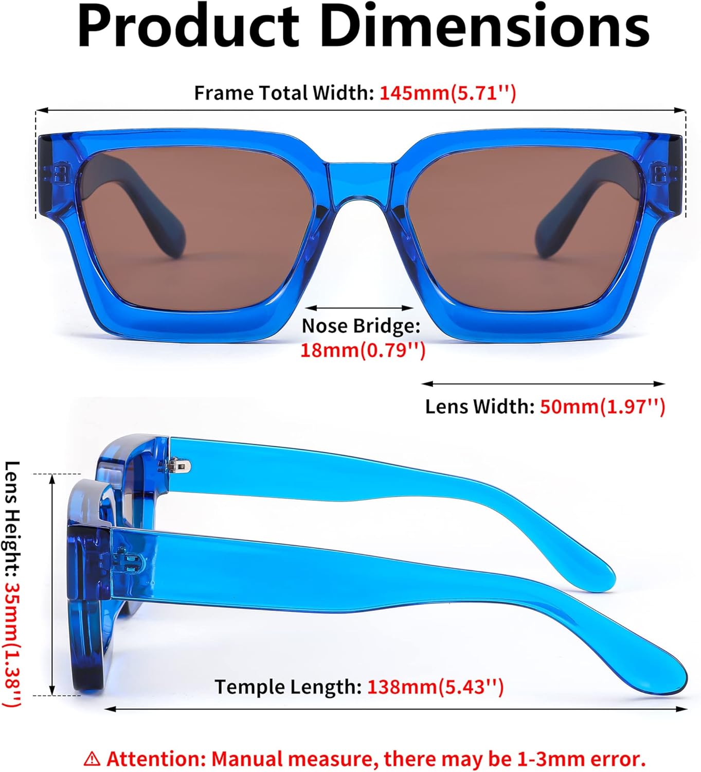 FEISEDY Retro 90s Square Sunglasses for Women Men Trendy Chunky Rectangle Sunglasses UV400 Protection B2385 - Image 7