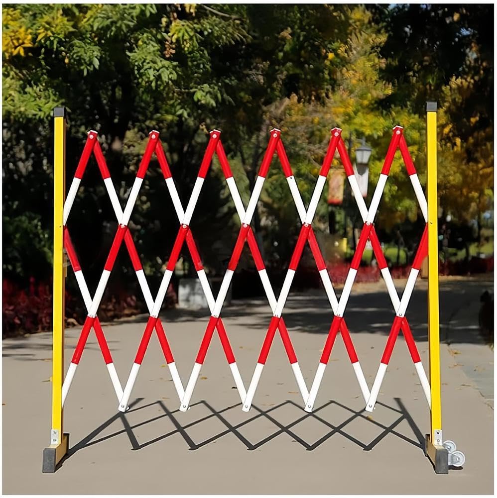 Expandable Metal Barrier with WheelsFlexible Mobile Safety Barrier for Construction Sites Traffic Control & Portable Crowd Management Solution