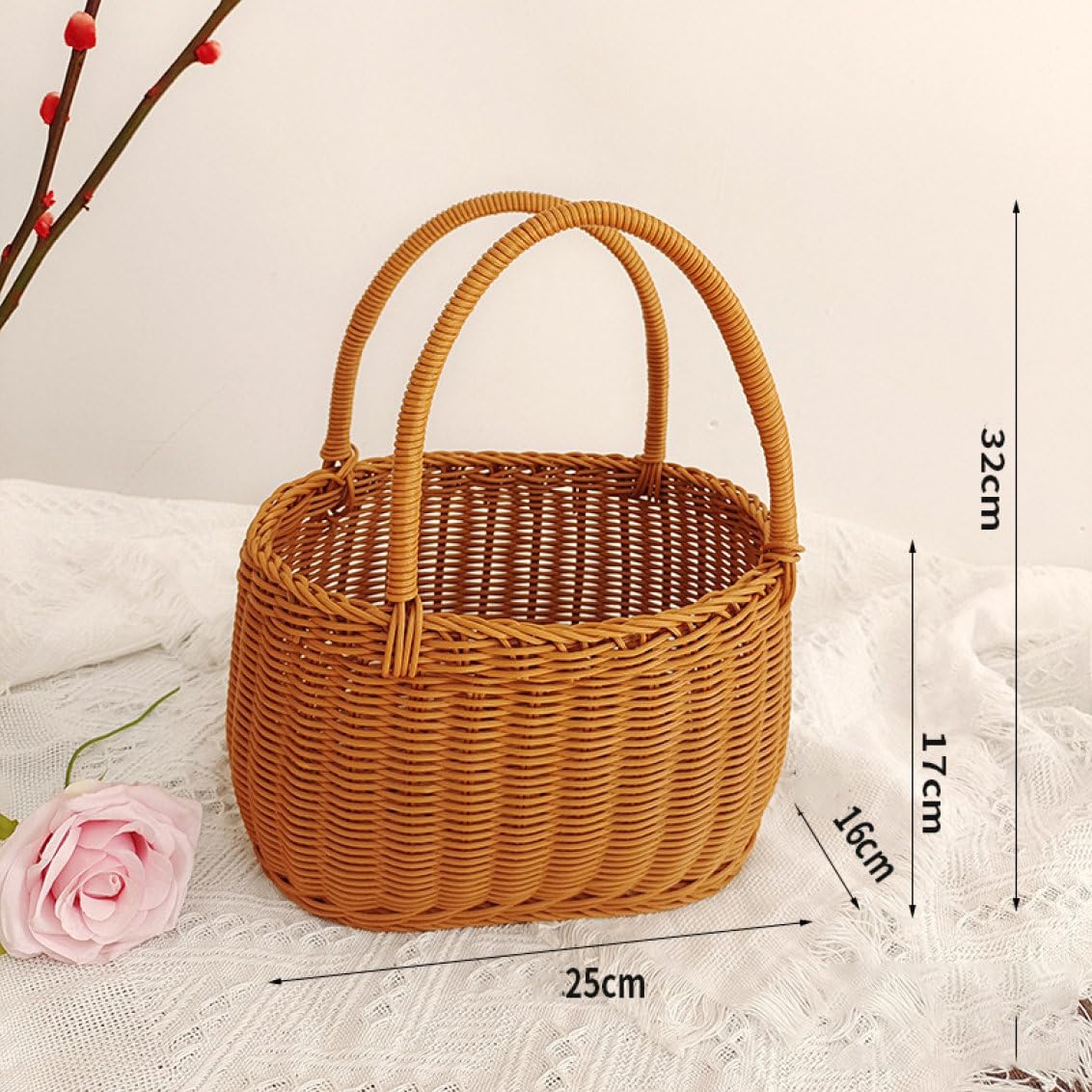 Amazon.co.jp: NJNEW ワンハンドル ピクニックバスケット かごバッグ  