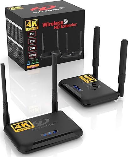 Transmisor y receptor HDMI inalámbrico 4K, no para 2160i, 820 pies, doble 5GHZ, 1 TX a 3 RXS, 4 juegos simultáneamente, extensor IR compatible,