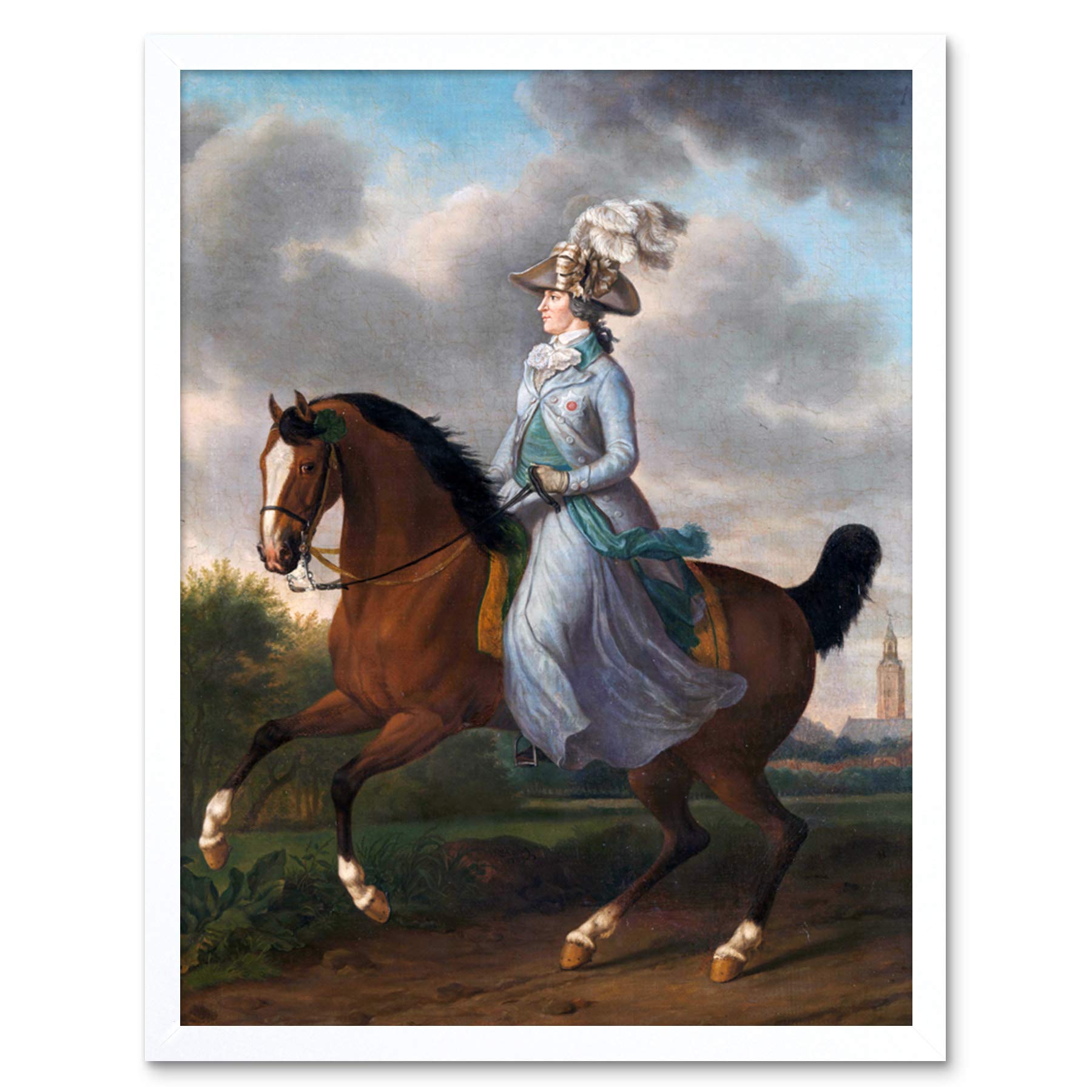 Artery8 Haag Wilhelmina Horse Equestrian Portrait Painting Art Print Framed Poster Wall Decor 12x16 inch