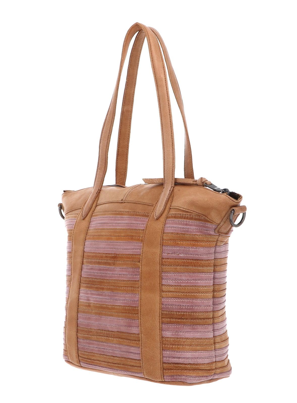 FREDsBRUDER Leder Schultertasche Umhängetasche Good Mood Shopper Sand & Rose hellbraun