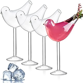 4 Pack Bird Cocktail Glasses, 160ml/5.4 Oz Bird Shaped Martini Glass, Clear Fancy Drinking Glasses, Unique Wine Glasses for champagne, Mixed Drinks, Party, Wedding and Home decor
