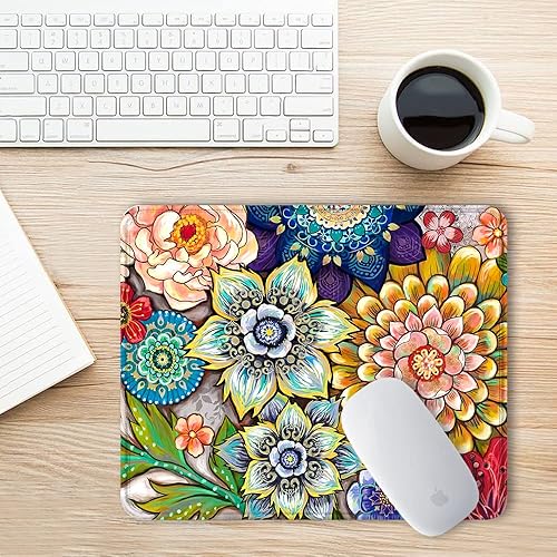 Miniatura 2 de BOSOBO Alfombrilla de mouse cuadrada de goma antideslizante para juegos, textura premium e impermeable con bordes cosidos, bonitas alfombrillas de